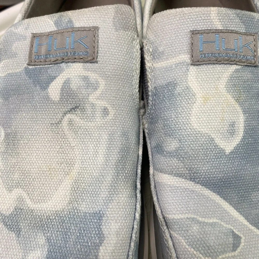 HUK Performance Brewster Mens Fishing Slip On Casual Shoes Light Blue/white Sz.8